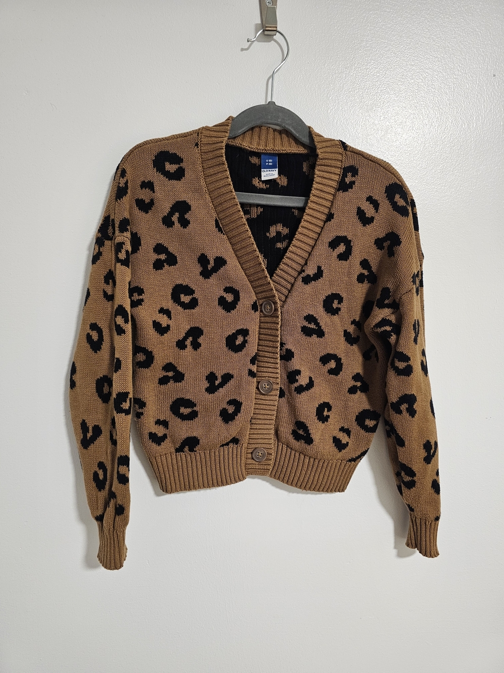 🧸2/20$ Old Navy Leopard Print Cardigan Brown Sweater Size 6 Girl